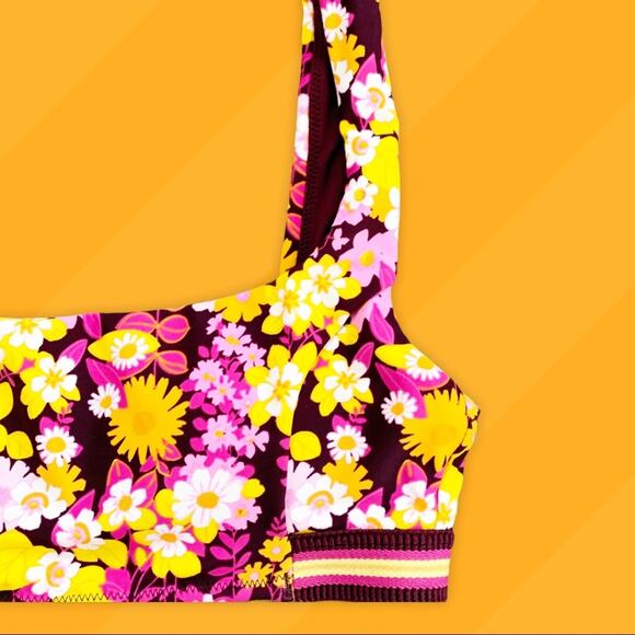 AERIE Bralette Swim Bikini Top Floral Scoop Neck 1970 Floral Style XXS NWOT - Picture 4 of 9